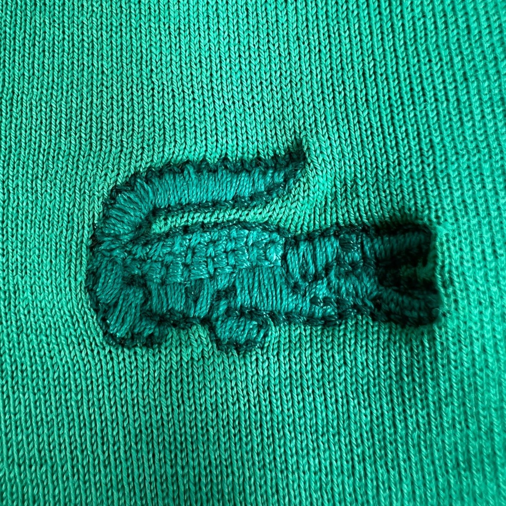 Vintage 80s IZOD Lacoste Polo Shirt Made in Japan Green Cotton Preppy Golf Shirt - Picture 3 of 12